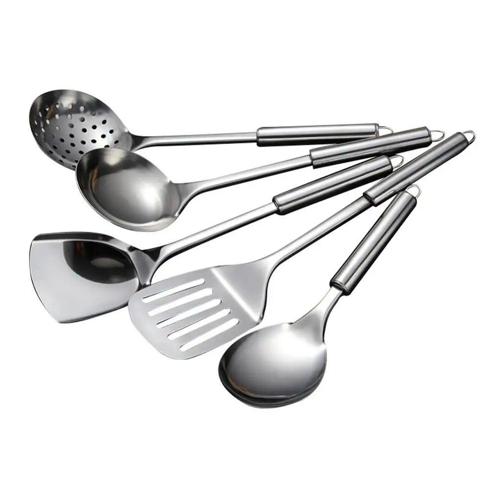 5PCS/SET 304 Stainless Steel Practical Spatula Kitchen Utensil Set Cooking Tool Slotted Turner Rice Spoon Ladle Cooking Tools