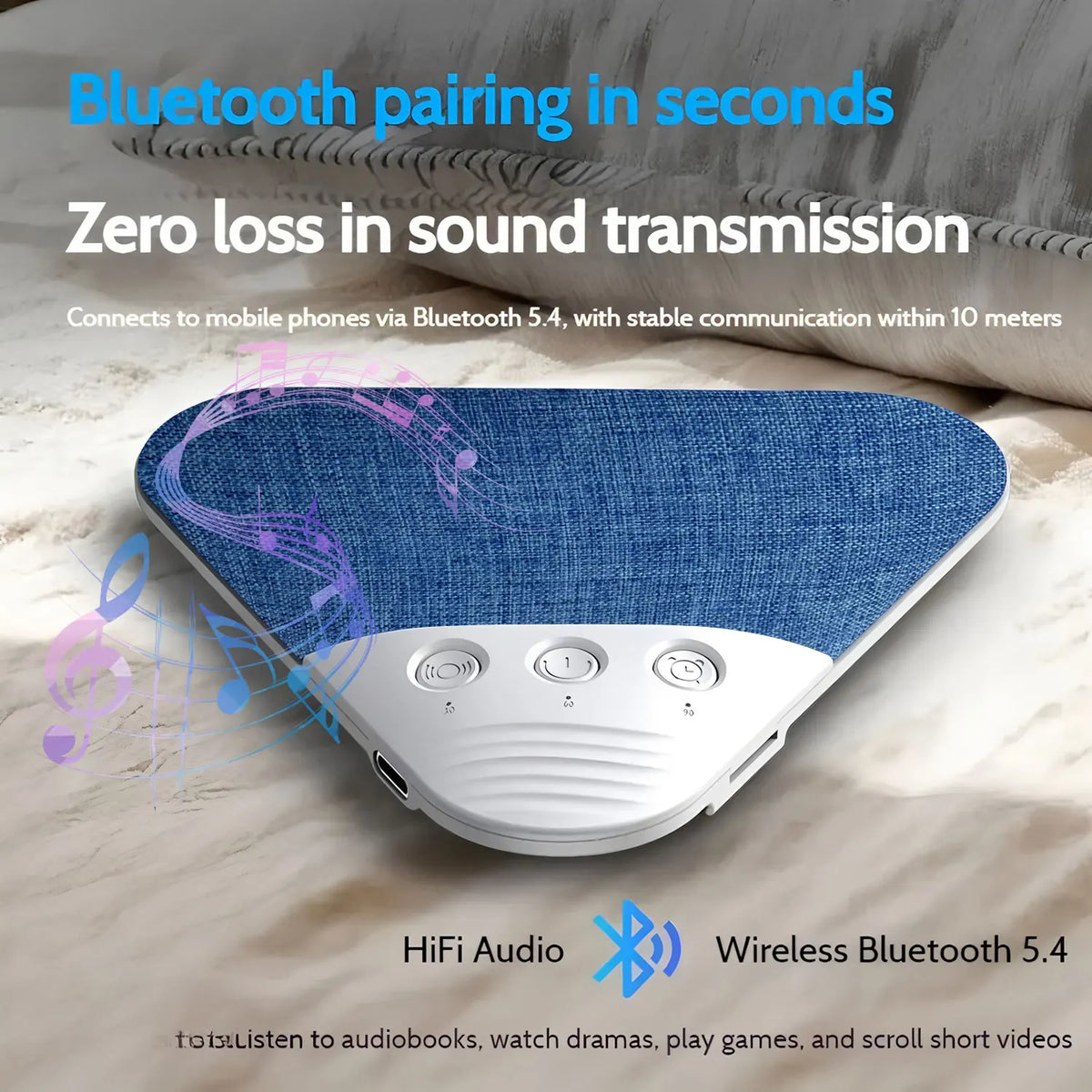 Under Pillow Three Different Styles Mini Bluetooth Speaker Hifi Stereo Sound Machine White Noise  For Bedroom Sleep
