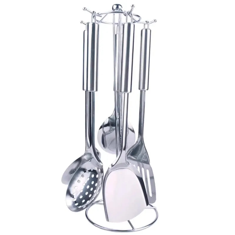 6PCS Kitchen Stainless Steel Spatula Set for Non-Stick Cookware, Turner, Ladle, Slotted Turner, Skimmer, Cooking Utensil Set