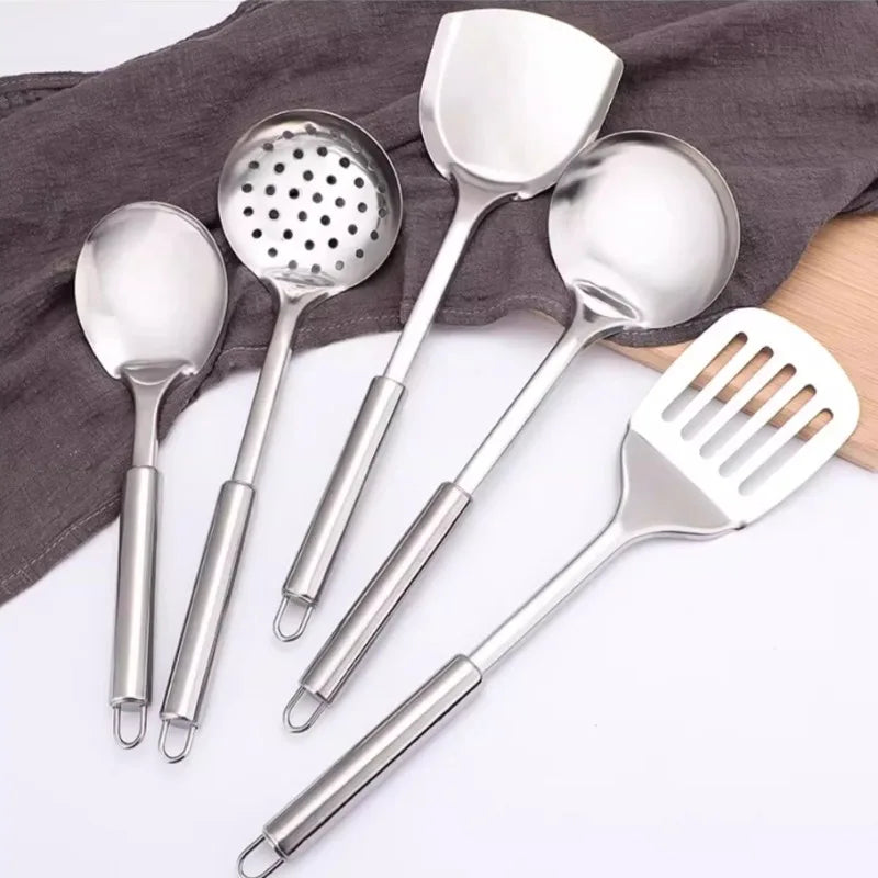 6PCS Kitchen Stainless Steel Spatula Set for Non-Stick Cookware, Turner, Ladle, Slotted Turner, Skimmer, Cooking Utensil Set