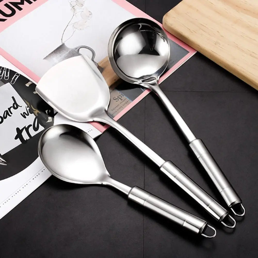9Pcs Cookware Stainless Steel Kitchen Cooking Utensils Set Rust-proof Durable Cooking Spatula Set Long Handle Shovel Set Pasta