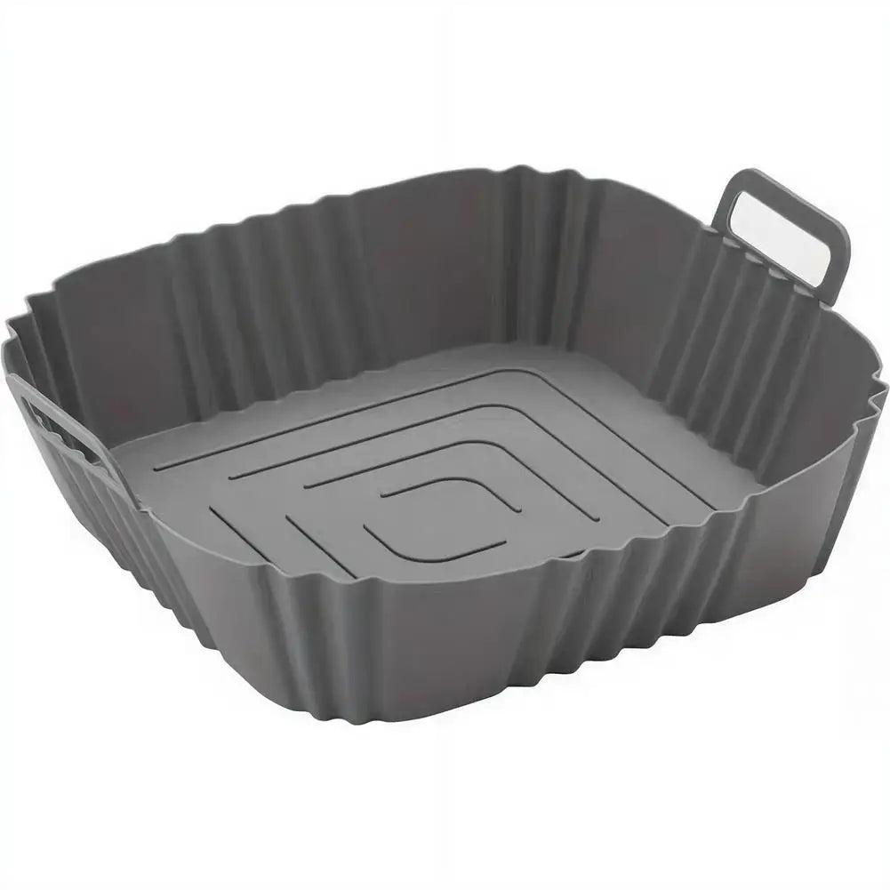 Reusable Silicone Air Fryer Liner Square 22cm Non-Stick Air Fryer Basket With Handles Silicone Oven Baking Tray Accessories