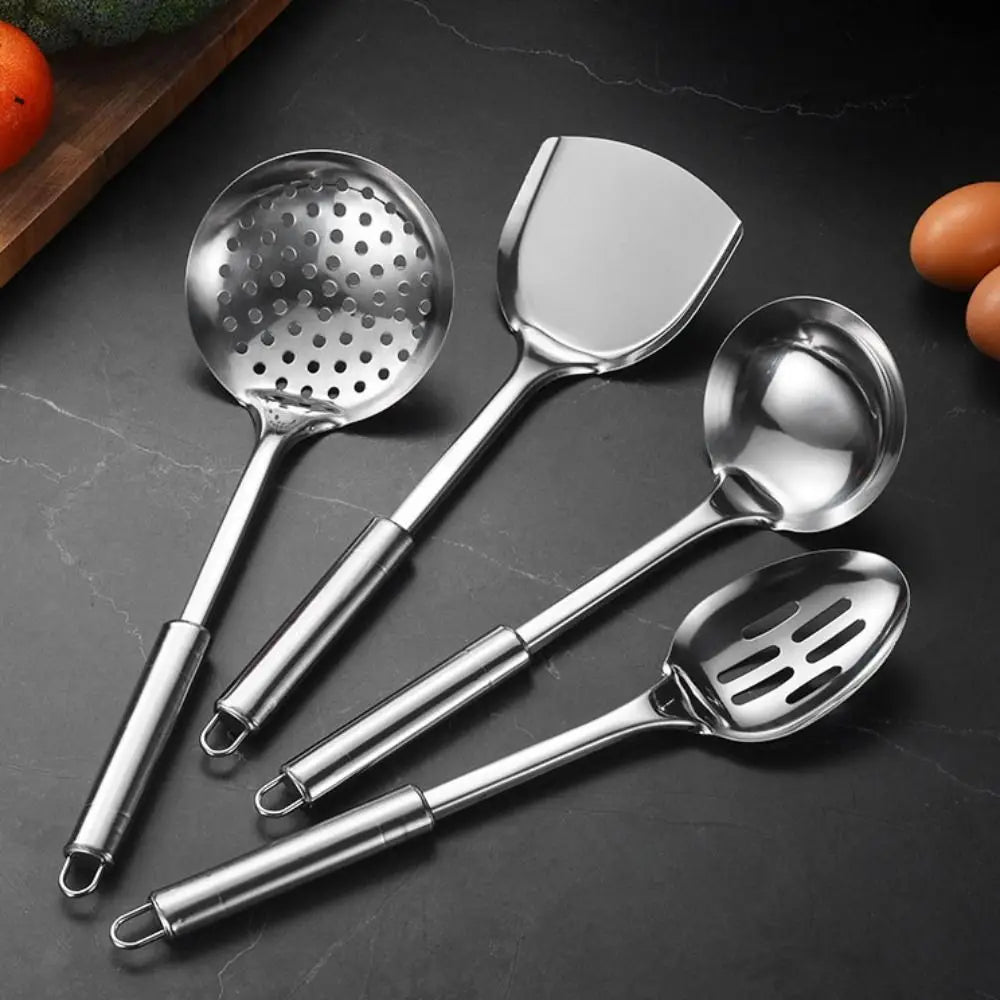 9Pcs Cookware Stainless Steel Kitchen Cooking Utensils Set Rust-proof Durable Cooking Spatula Set Long Handle Shovel Set Pasta
