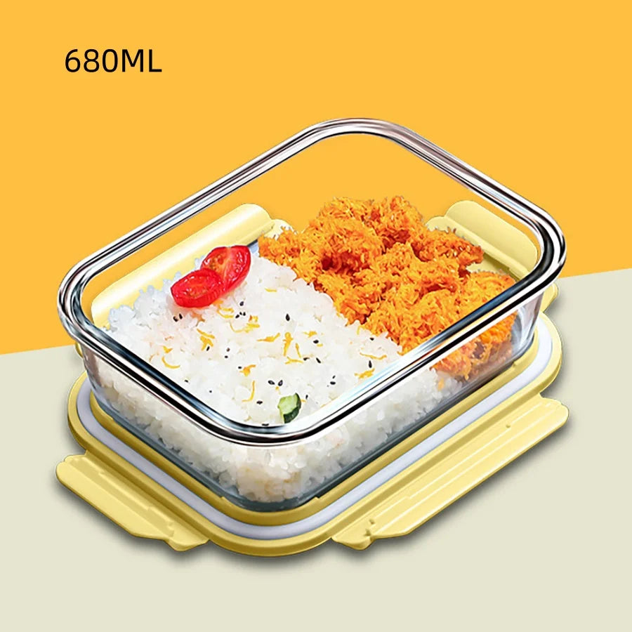 Lunch Box Glass Food Storage Containers with Lids Meal Prep Containers Glass Fresh-Keeping Box Airtight Lunch Boxes Bento Boxes