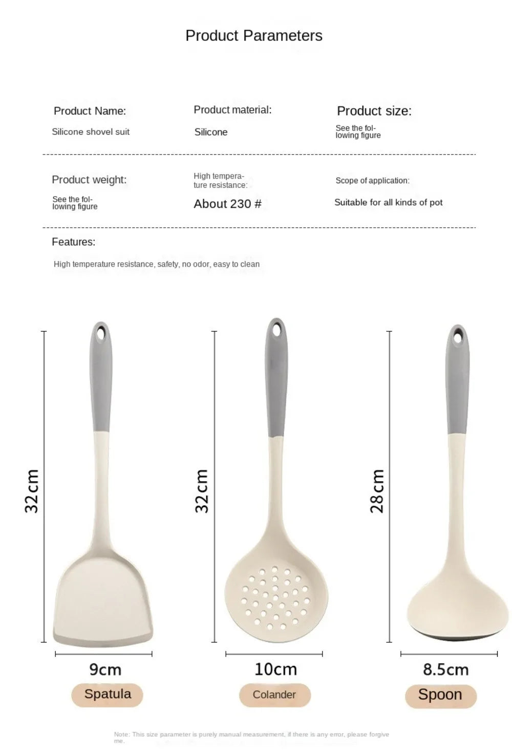 Dual Color Spatula Set Silicone Long Handle Kitchen Utensil Set Soup Spoon Heat-resistant Cooking Tool