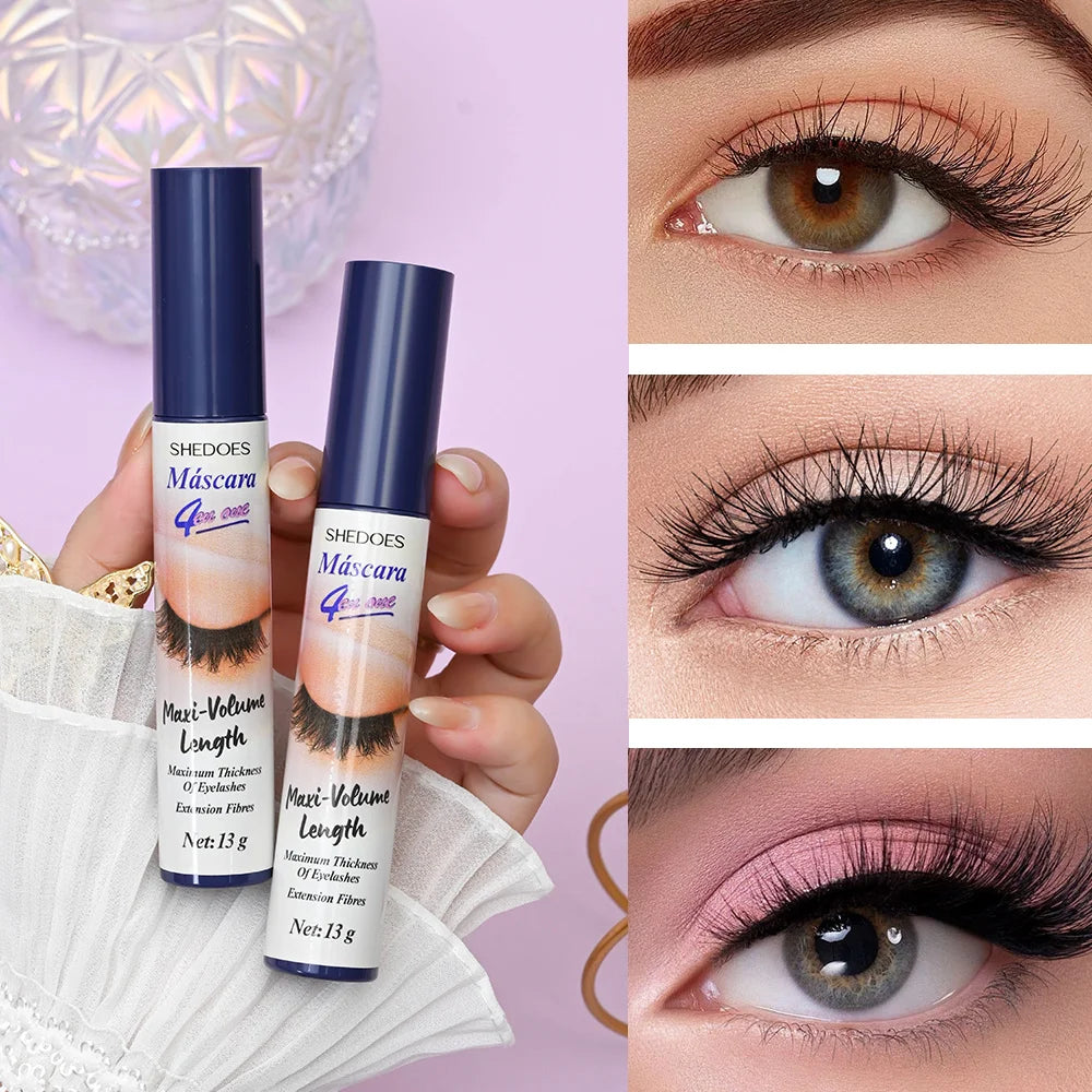 4D mascara is long-lasting, slender, curled and dense, waterproof, sweat-proof and non-smudging.