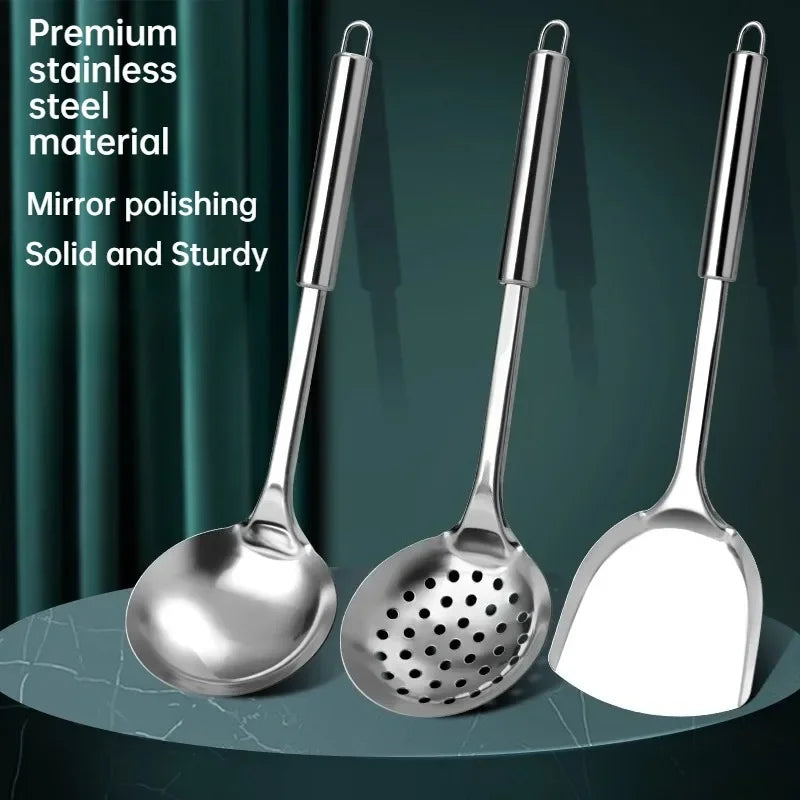 6PCS Kitchen Stainless Steel Spatula Set for Non-Stick Cookware, Turner, Ladle, Slotted Turner, Skimmer, Cooking Utensil Set