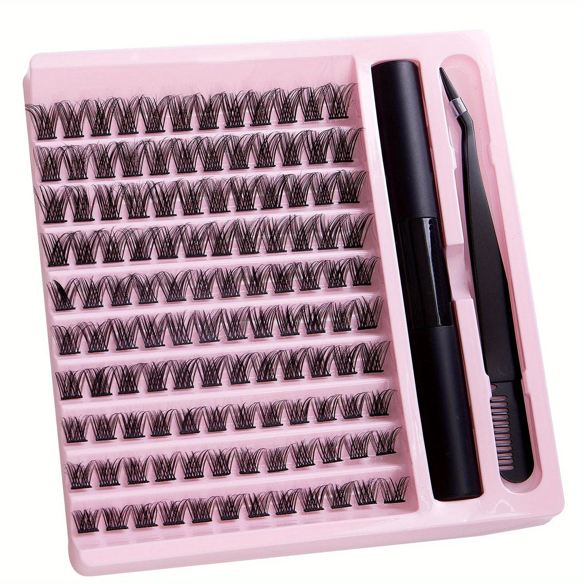 DIY Lash Extension Kit with Waterproof Strong Hold Lash Bond And Seal Lash Clusters Plus Eyelash Tweezers