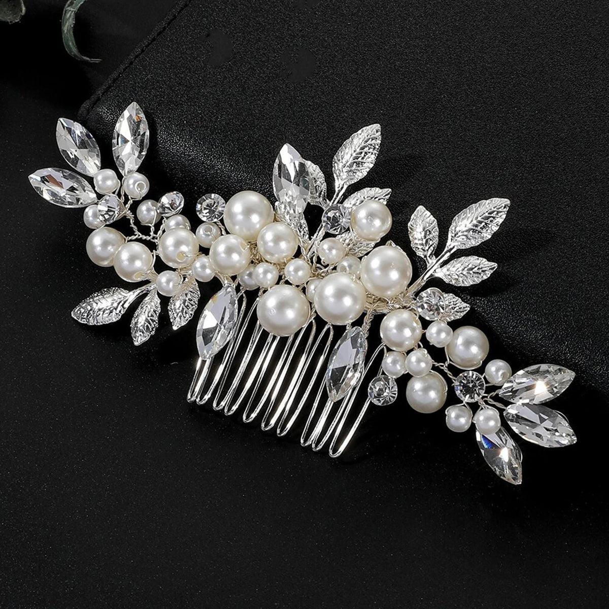 Bridal Hair Comb Pearl Tiaras for Women Wedding Hair Accessories Fashion Flower Hairpin Girl Lady Hairband Marriage Hair Jewelry
