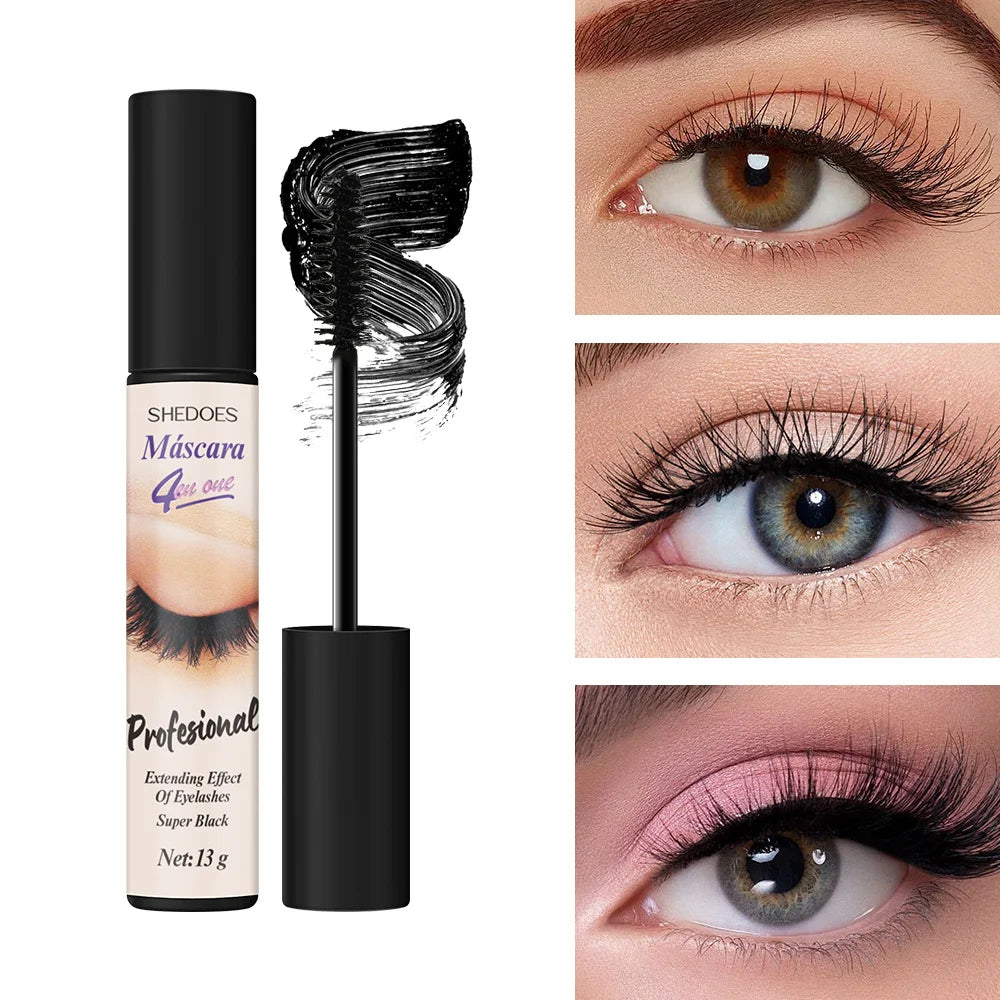 4D mascara is long-lasting, slender, curled and dense, waterproof, sweat-proof and non-smudging.