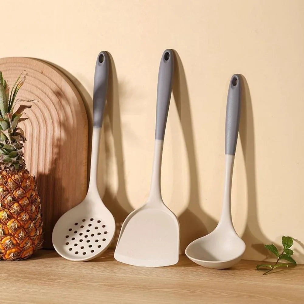 Dual Color Spatula Set Silicone Long Handle Kitchen Utensil Set Soup Spoon Heat-resistant Cooking Tool