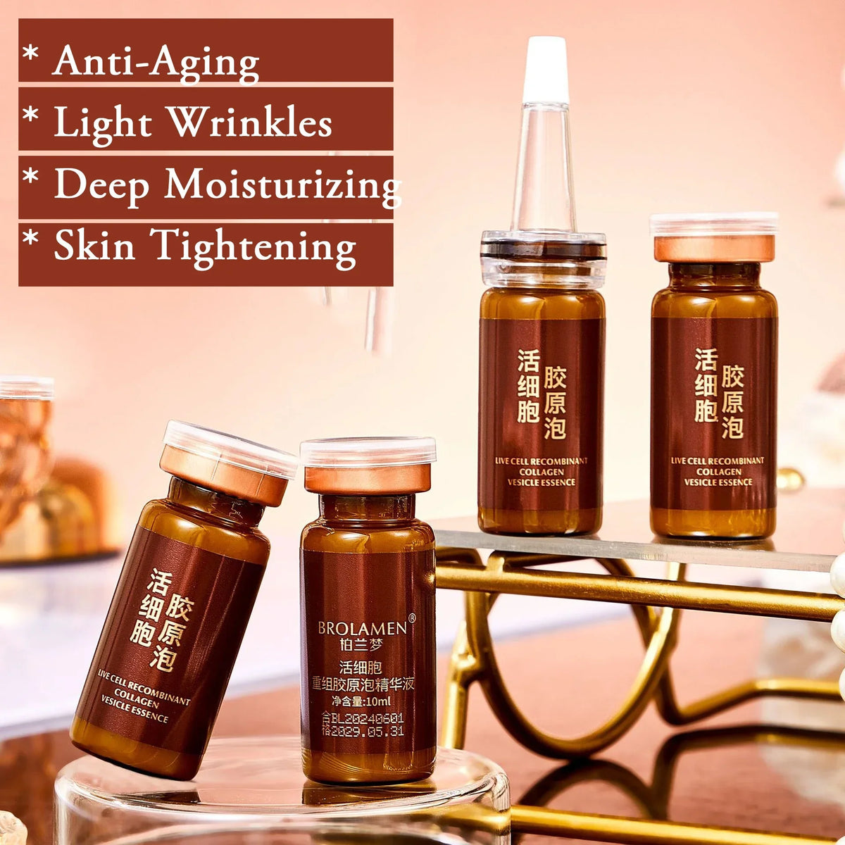 Live Cell Recombinant Collagen Essence Firming Anti Aging Fade Fine Lines Whitening Brightening Moisturizer Skin Care Cosmetics