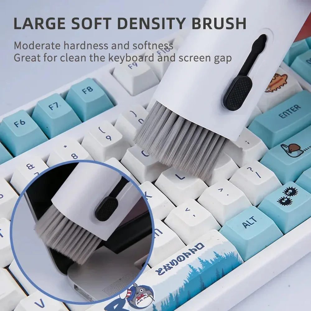 7-in-1 Keyboard Cleaning Kit Laptops Cleaner with Keycap Puller Multifunctional Screen Brush Set for Phone Airpods Earphone