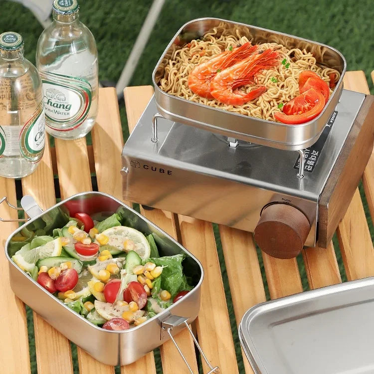 304 Stainless Steel Lunch Box Airtight Leakproof Bento Box 1/2 Layer Meal Prep Food Storage Containers with Locking for Adults