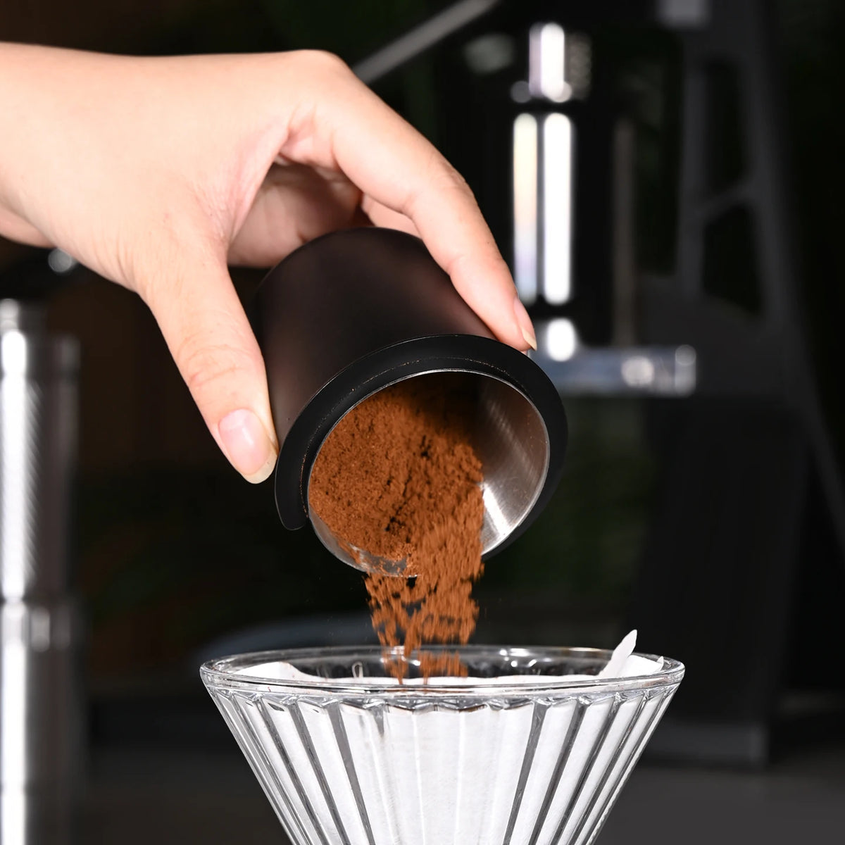 58mm Dosing Cup Sniffing Mug 304 Stainless Steel Coffee Dosing Cup Compatible with 58mm Espresso Portafilters Coffee Accessories