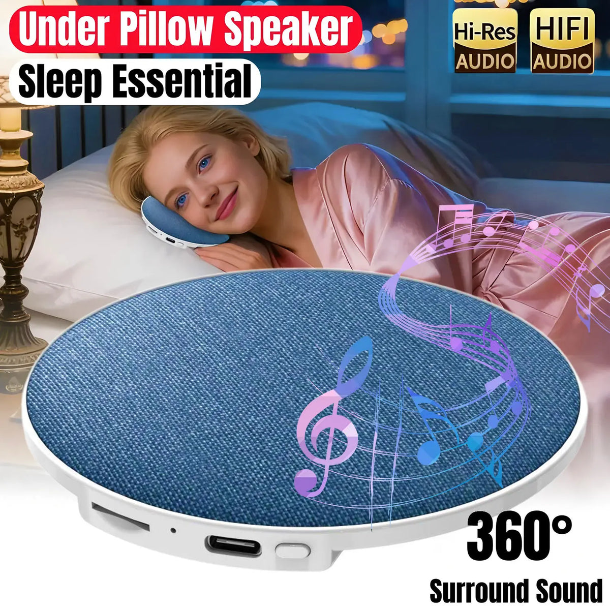 Under Pillow Three Different Styles Mini Bluetooth Speaker Hifi Stereo Sound Machine White Noise  For Bedroom Sleep