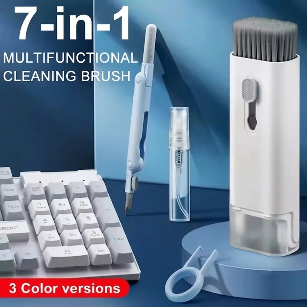 7-in-1 Keyboard Cleaning Kit Laptops Cleaner with Keycap Puller Multifunctional Screen Brush Set for Phone Airpods Earphone