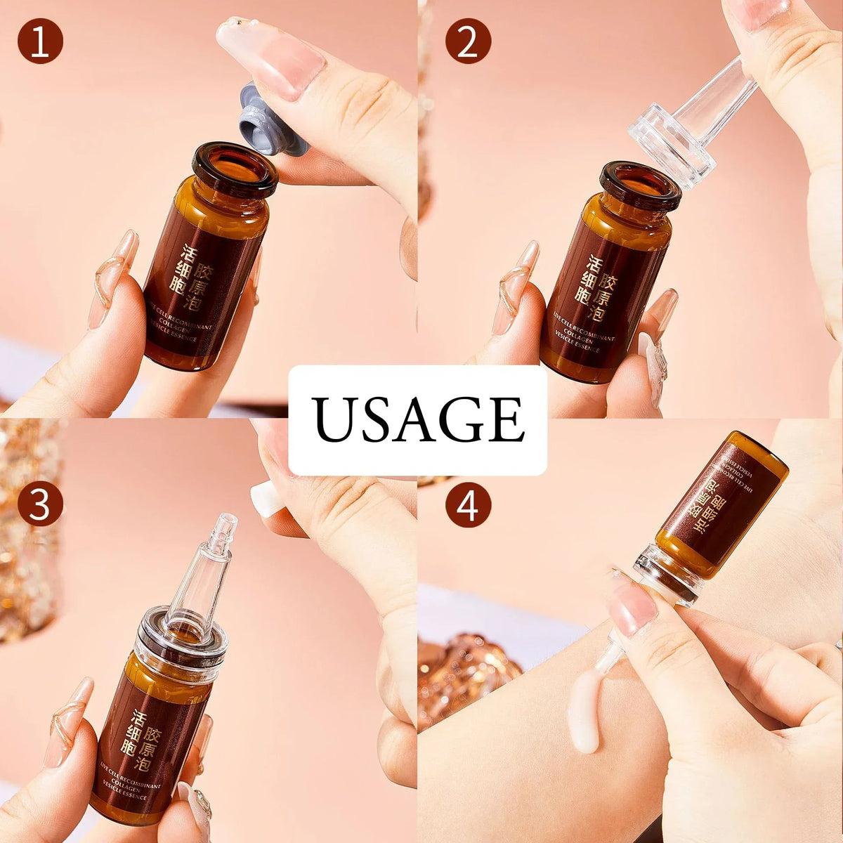 Live Cell Recombinant Collagen Essence Firming Anti Aging Fade Fine Lines Whitening Brightening Moisturizer Skin Care Cosmetics