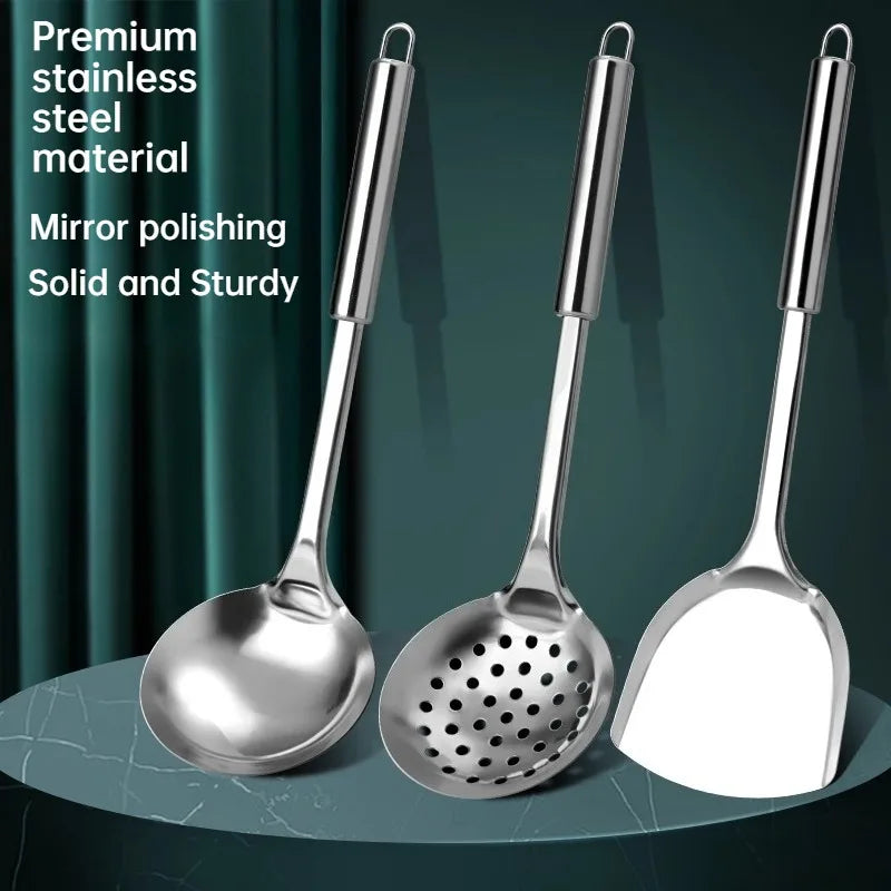 6PCS Kitchen Stainless Steel Spatula Set for Non-Stick Cookware, Turner, Ladle, Slotted Turner, Skimmer, Cooking Utensil Set