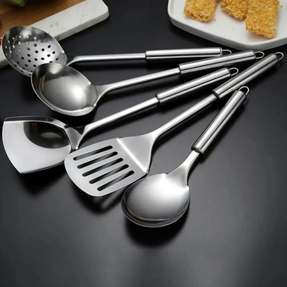 5PCS/SET 304 Stainless Steel Practical Spatula Kitchen Utensil Set Cooking Tool Slotted Turner Rice Spoon Ladle Cooking Tools