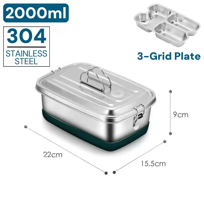 304 Stainless Steel Lunch Box Airtight Leakproof Bento Box 1/2 Layer Meal Prep Food Storage Containers with Locking for Adults