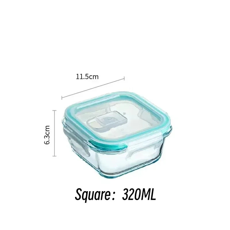 Borosilicate Glass Lunch Box Airtight Leakproof Bento Box Meal Prep Food Storage Containers with Locking Lid for Adults Office