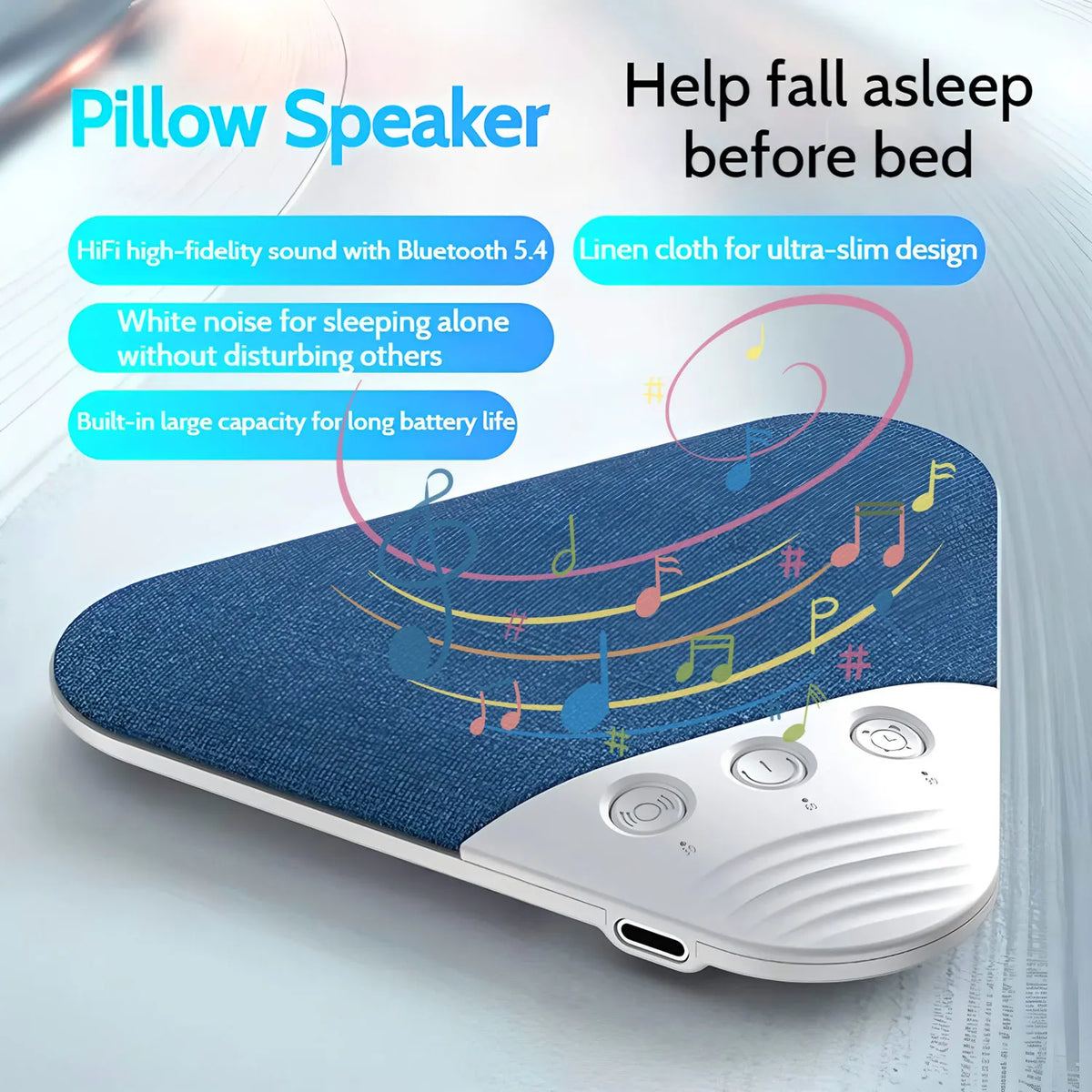 Under Pillow Three Different Styles Mini Bluetooth Speaker Hifi Stereo Sound Machine White Noise  For Bedroom Sleep