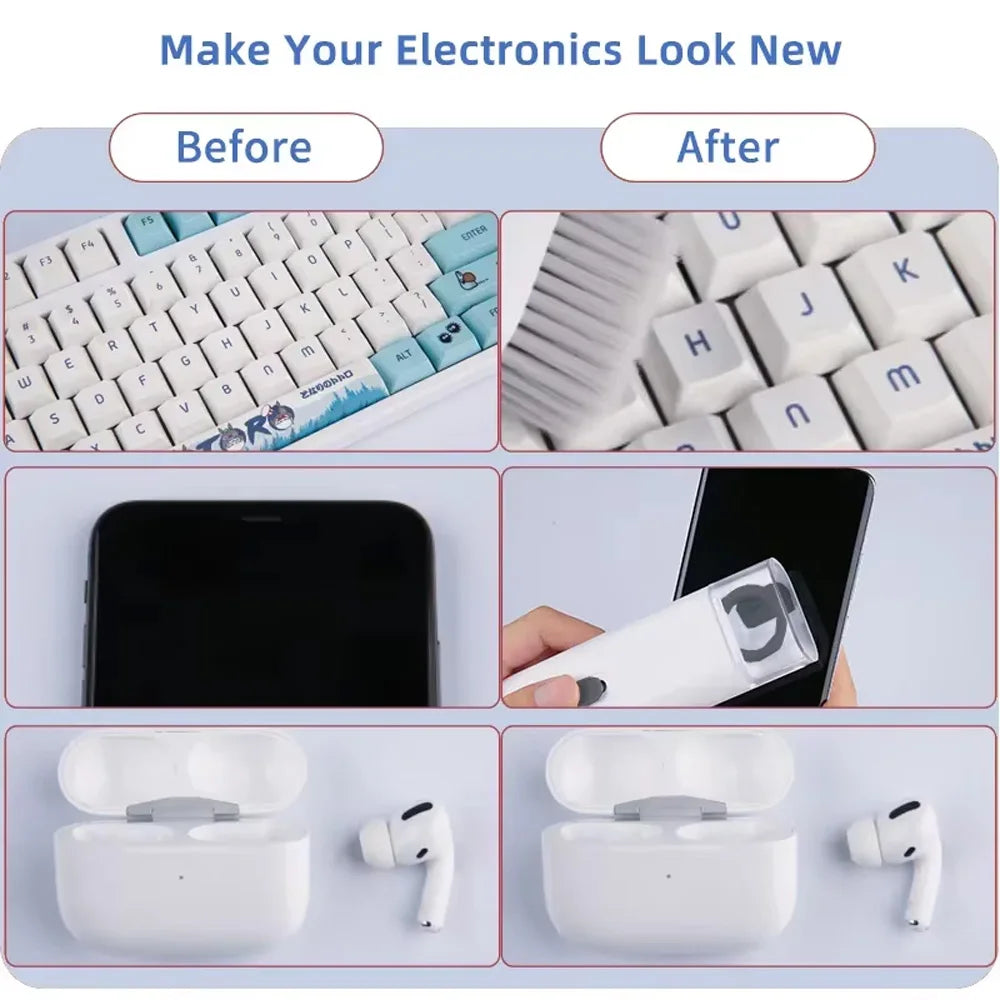 7-in-1 Keyboard Cleaning Kit Laptops Cleaner with Keycap Puller Multifunctional Screen Brush Set for Phone Airpods Earphone