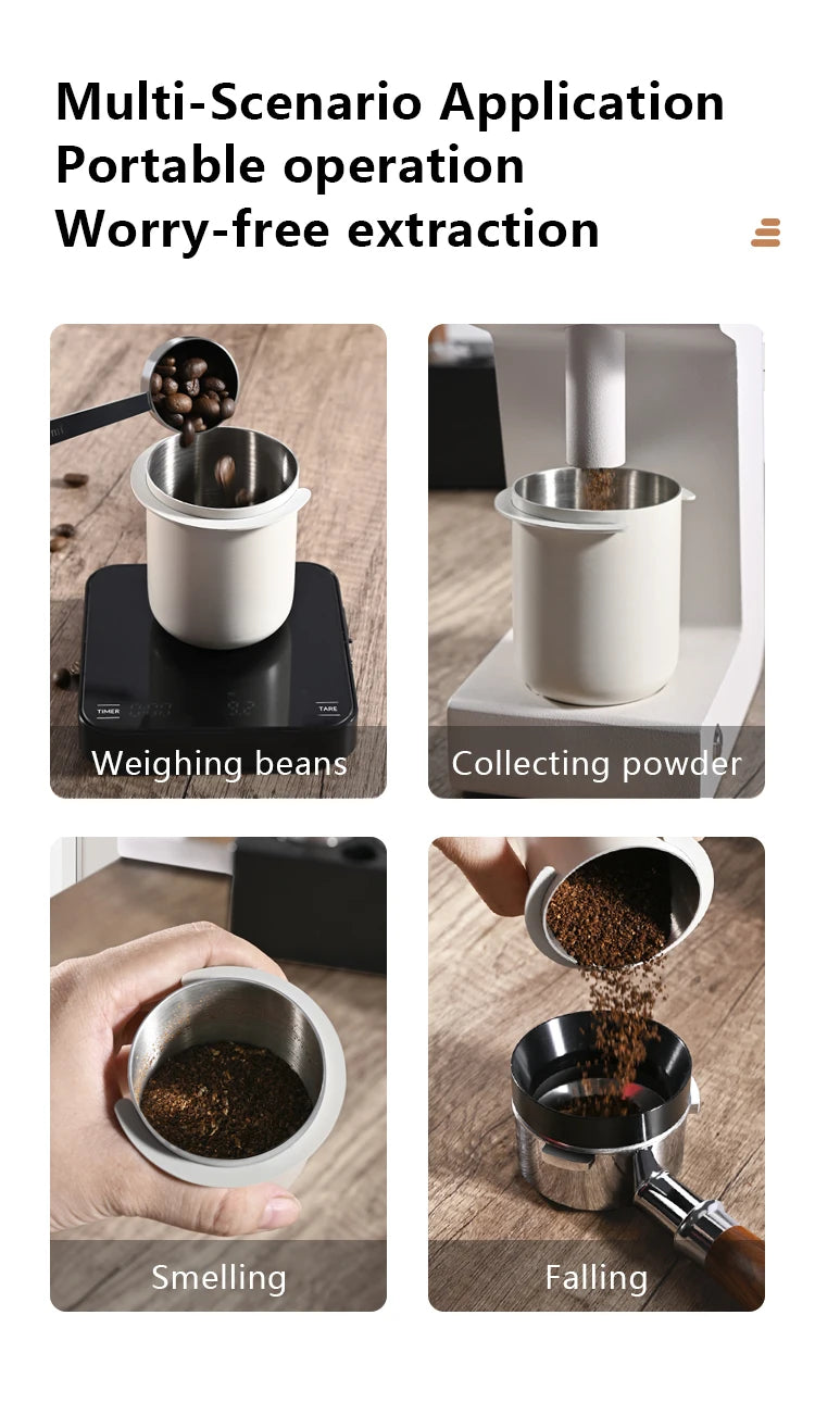 58mm Dosing Cup Sniffing Mug 304 Stainless Steel Coffee Dosing Cup Compatible with 58mm Espresso Portafilters Coffee Accessories