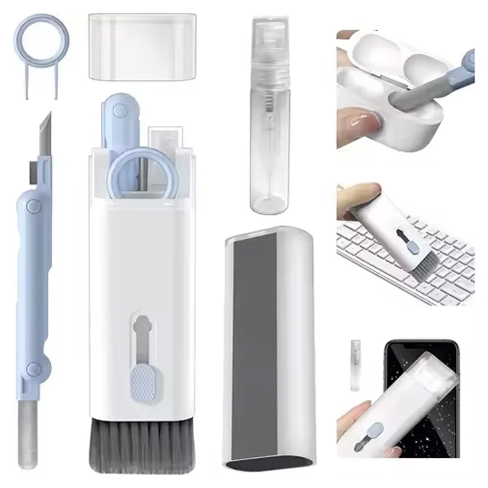 7-in-1 Keyboard Cleaning Kit Laptops Cleaner with Keycap Puller Multifunctional Screen Brush Set for Phone Airpods Earphone