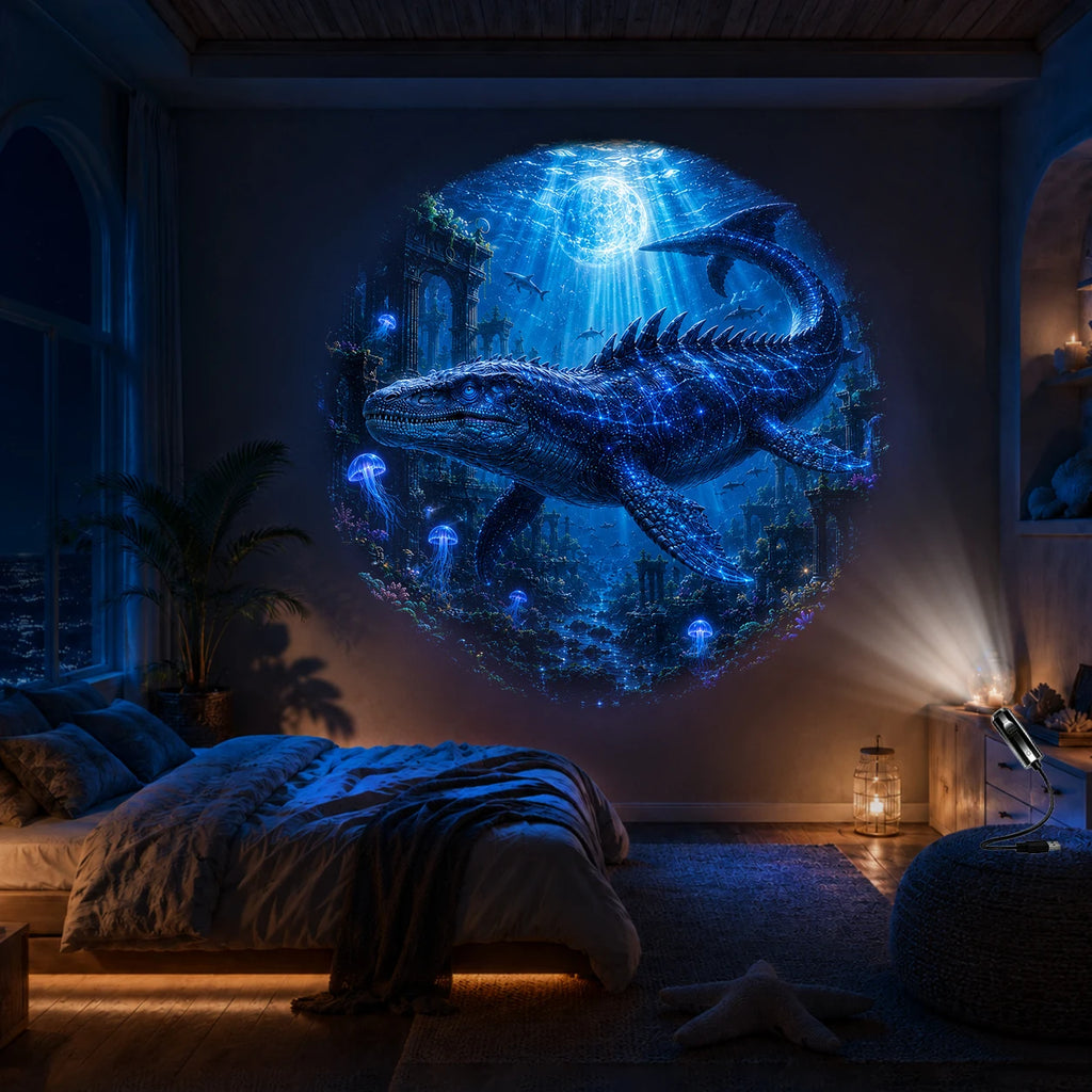 Fantasy Dinosaur Projector Light, USB Powered Moonlight Jurassic Galaxy Ambient Night Light, Suitable for Bedroom Decor