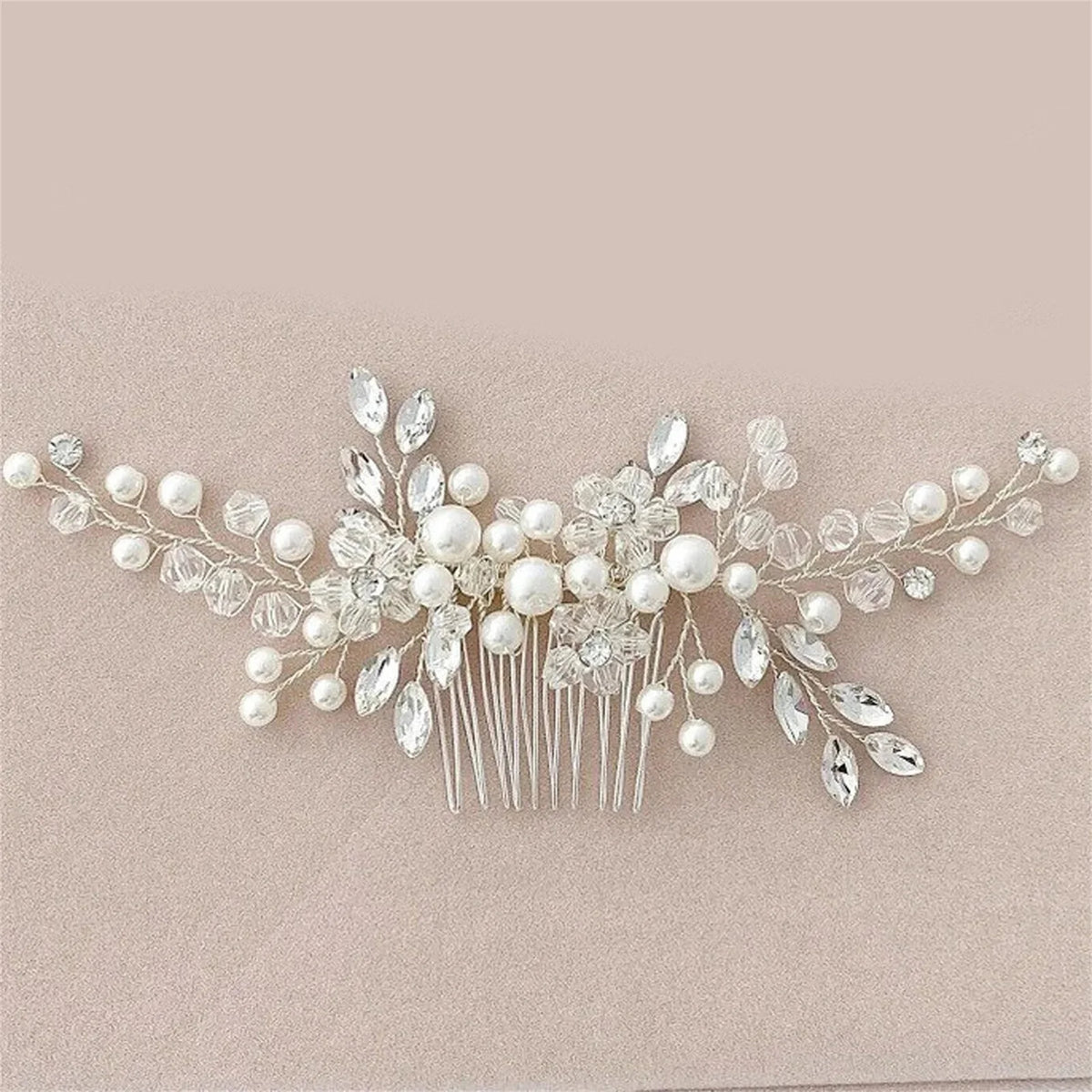 Bridal Hair Comb Pearl Tiaras for Women Wedding Hair Accessories Fashion Flower Hairpin Girl Lady Hairband Marriage Hair Jewelry