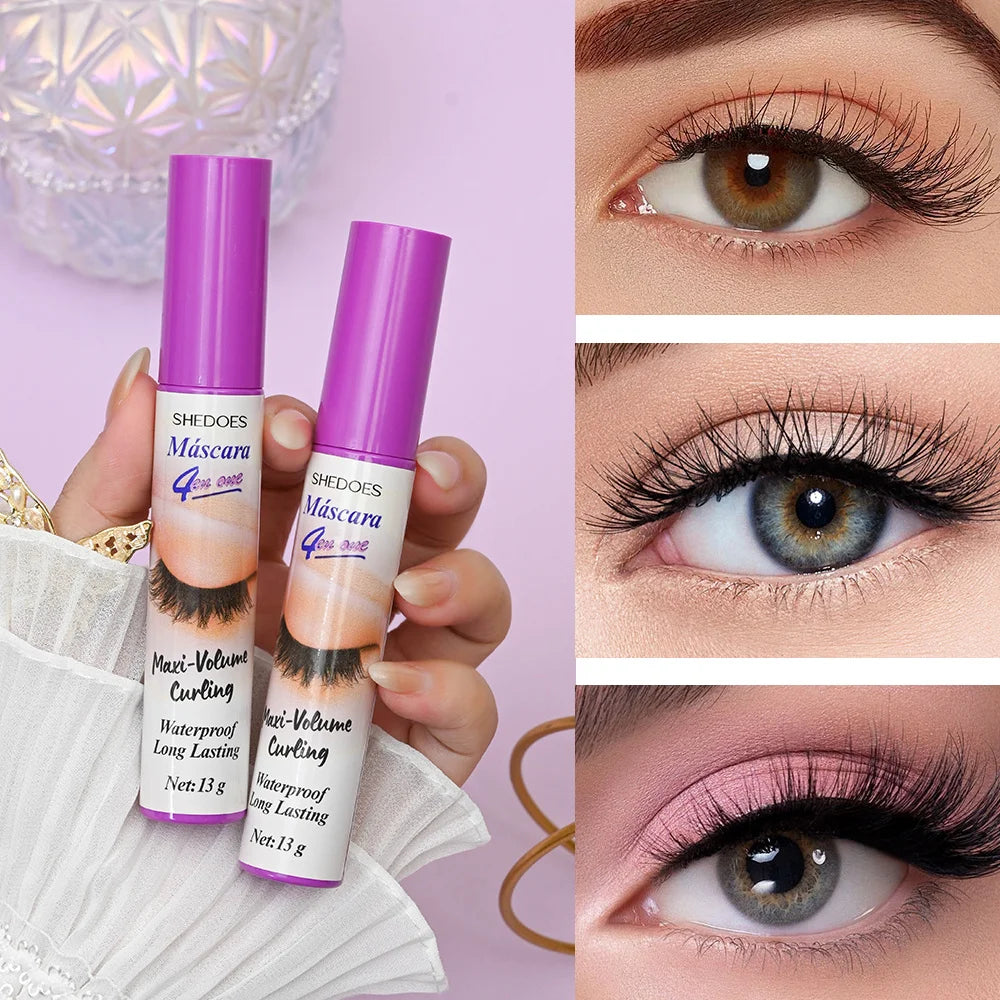 4D mascara is long-lasting, slender, curled and dense, waterproof, sweat-proof and non-smudging.