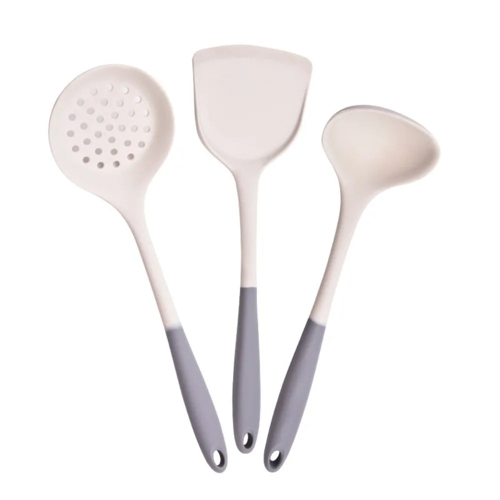 Dual Color Spatula Set Silicone Long Handle Kitchen Utensil Set Soup Spoon Heat-resistant Cooking Tool
