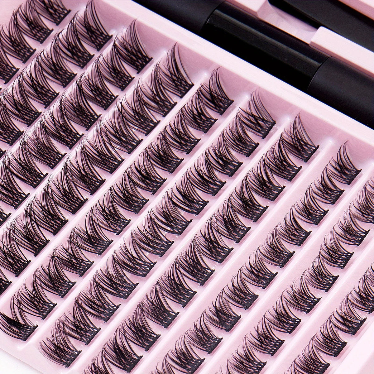 DIY Lash Extension Kit with Waterproof Strong Hold Lash Bond And Seal Lash Clusters Plus Eyelash Tweezers