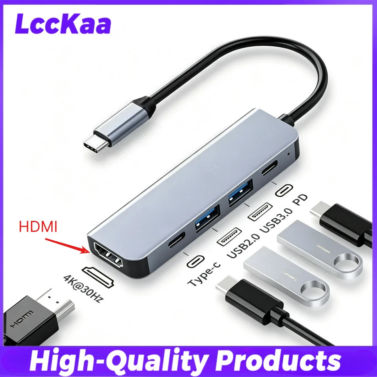 7/8 In1 USB C Hub Expander Multiport Adapter Type C Splitter Dock USB 3 Port for Xiaomi Phone Tablet Fast Data Transfer