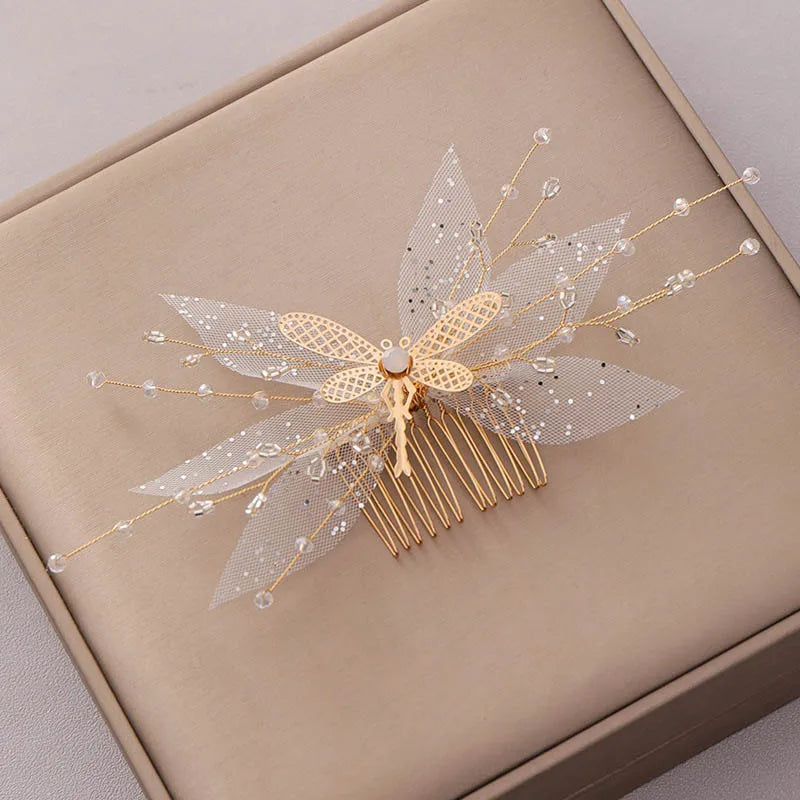 Bridal Hair Comb Pearl Tiaras for Women Wedding Hair Accessories Fashion Flower Hairpin Girl Lady Hairband Marriage Hair Jewelry